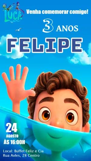 Convite de Aniversário Luca Disney para Editar Online