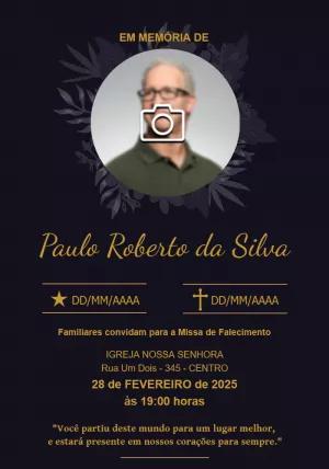 Convite Missa de Falecimento com Foto Editável Online