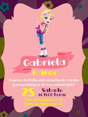 Convite de Aniversário Polly Pocket para Editar Online