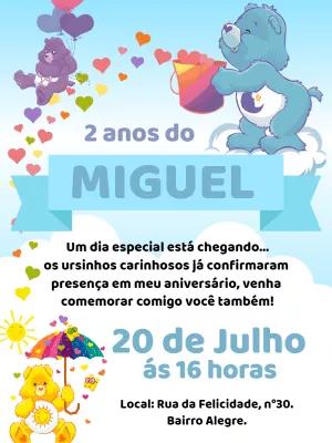 Convite Aniversário Ursinhos Carinhosos para Editar Online