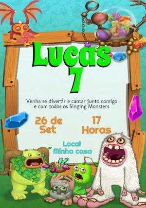 Convite Aniversário My Singing Monsters para Editar Online