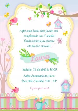 Convite Aniversário Jardim Encantado para Editar Online