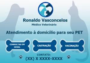 Cartão de Visita Veterinário Editável Online para Divulgação