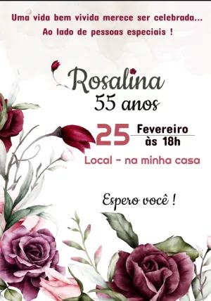 Convite de Aniversário Floral Marsala para Editar Online