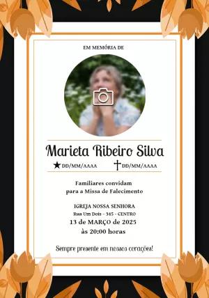 Convite de Missa de Falecimento com Foto Editável Online