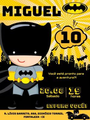 Convite de Aniversário Batman Cute para Editar Online