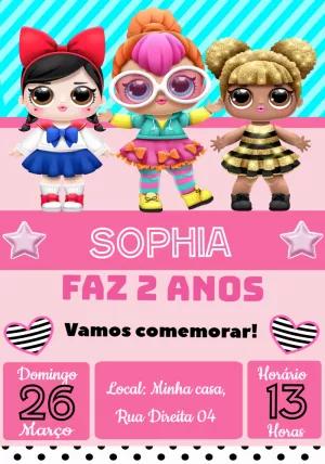 Convite Aniversário Bonecas Lol Surprise para Editar Online