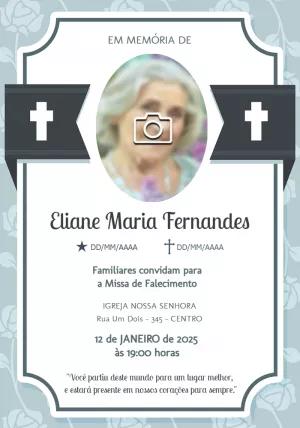 Convite de Missa de Falecimento com Foto para Editar Online