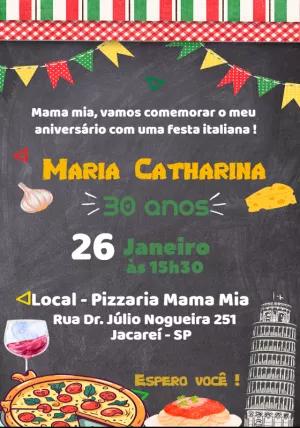 Convite de Aniversário Festa Italiana para Editar Online