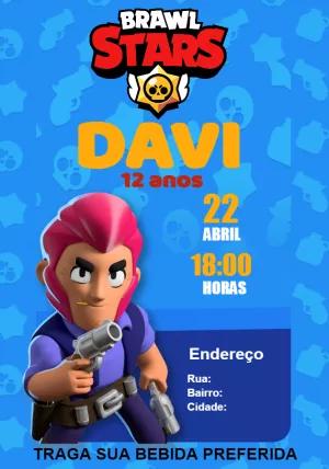 Convite de Aniversário Brawl Stars com Personagens para Editar