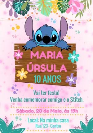 Convite Aniversário Stitch Aloha para Editar Online