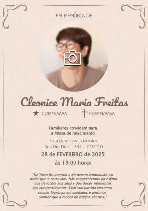 Convite Missa de Falecimento com Foto para Editar Online