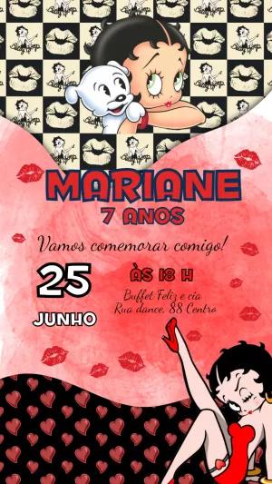 Convite de Aniversário Betty Boop para Editar Online