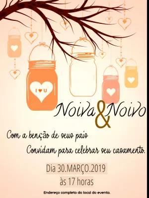 Convite de Casamento Rústico com Potes para Editar Online