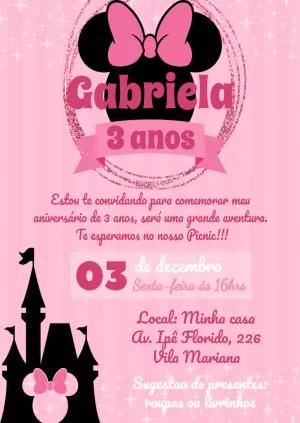 Convite Aniversário Minnie Rosa para Editar Online
