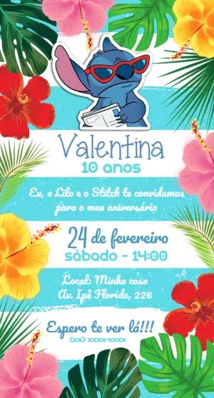 Convite Aniversário Lilo e Stitch Tropical para Editar Online
