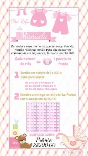 Convite Chá Rifa Ursinha Menina para Editar e Imprimir