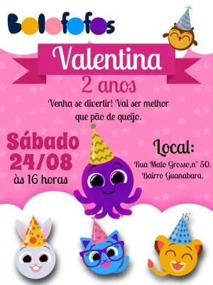 Convite de Aniversário Bolofofos com Personagens para Editar