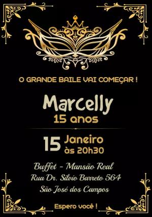 Convite Aniversário 15 anos Baile de Máscaras para Editar