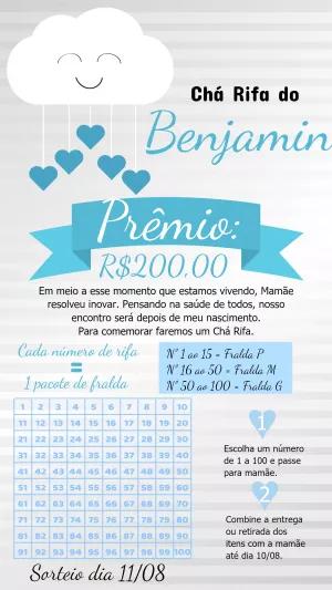 Convite Chá Rifa Chuva de Amor Menino para Editar Online