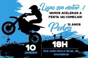 Convite de Aniversário Motocross Radical para Editar Online