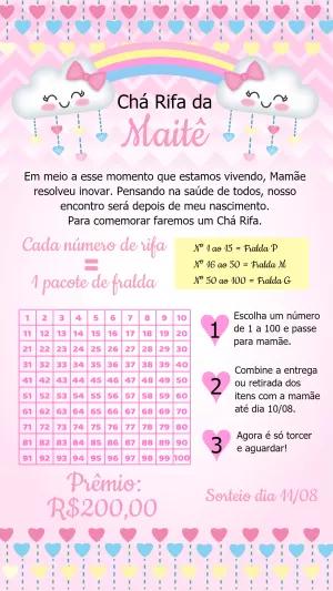 Convite Chá Rifa Chuva de Amor Editável Online