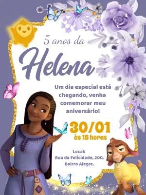 Convite Aniversário Wish o Poder dos Desejos para Editar Online