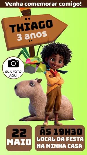 Convite de Aniversário Encanto com Foto para Editar Online