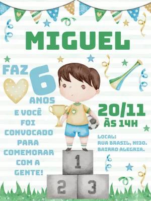 Convite de Aniversário Futebol Campeão para Editar Online