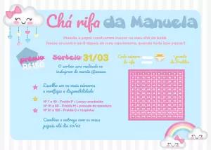 Convite Chá Rifa Chuva de Amor com Nuvens para Editar Online