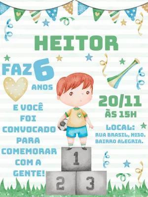 Convite Aniversário Copa do Mundo Menino para Editar Online