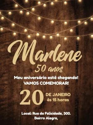 Convite de Aniversário Rústico com Madeira para Editar Online