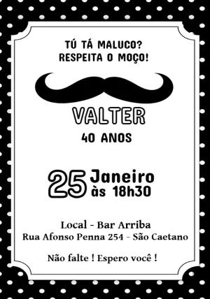 Convite de Aniversário Masculino Bigode para Editar Online