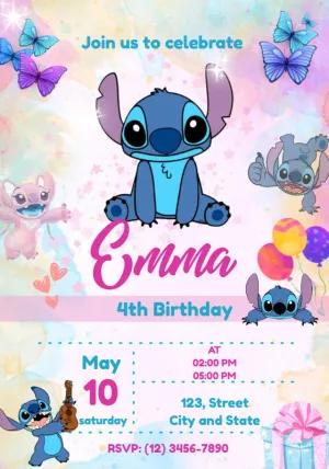 Stitch Birthday Party Invitation to Edit and Print
