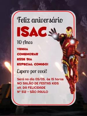 Convite de Aniversário Homem de Ferro em Ação para Editar
