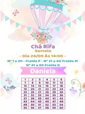Convite Chá de Rifa Balão Floral para Editar e Imprimir