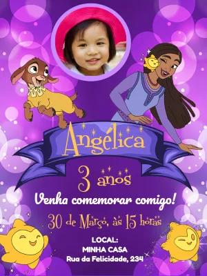 Convite de Aniversário Wish com Foto para Editar Online