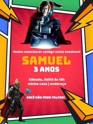 Convite Aniversário Thor Vingador para Editar Online