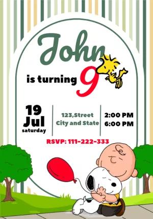 Editable Snoopy & Friends Birthday Party Invitation