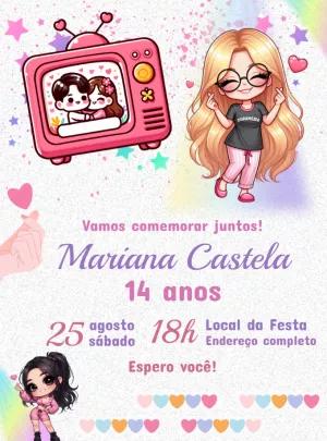Convite de Aniversário Tema Dorama Editável Online