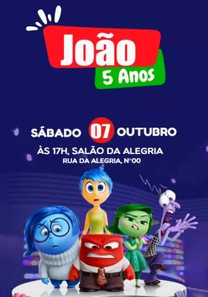 Convite Aniversário Divertida Mente com Personagens para Editar