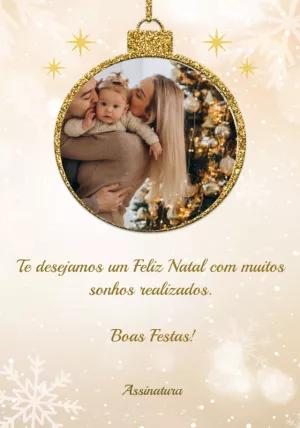 Cartão de Natal Dourado com Foto para Editar Online