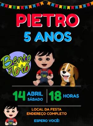 Convite Aniversário Bento e Totó para Editar Online