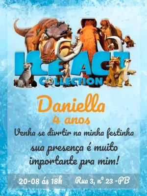 Convite Aniversário A Era do Gelo com Personagens para Editar