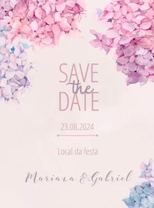 Convite Save the Date Casamento Floral Lilás para Editar