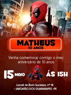 Convite de Aniversário Deadpool para Editar Online