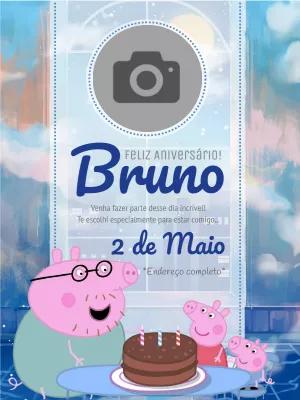 Convite de Aniversário Peppa Pig com Foto para Editar