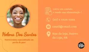 Cartão de Visita Nutricionista com Foto Editável Online