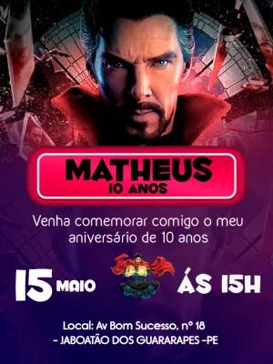 Convite de Aniversário Doutor Estranho para Editar Online