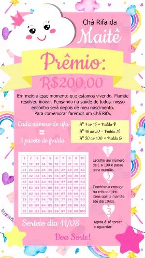 Convite Chá Rifa Chuva de Amor para Editar Online